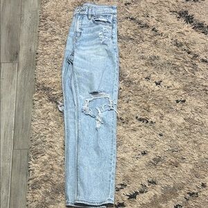 American Eagle Outfitters Light Blue Distressed Straight Leg Jeans